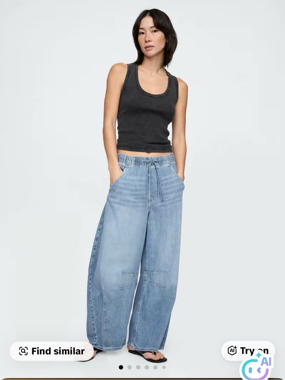 GAP Light Blue Wide-Leg Drawstring Jeans